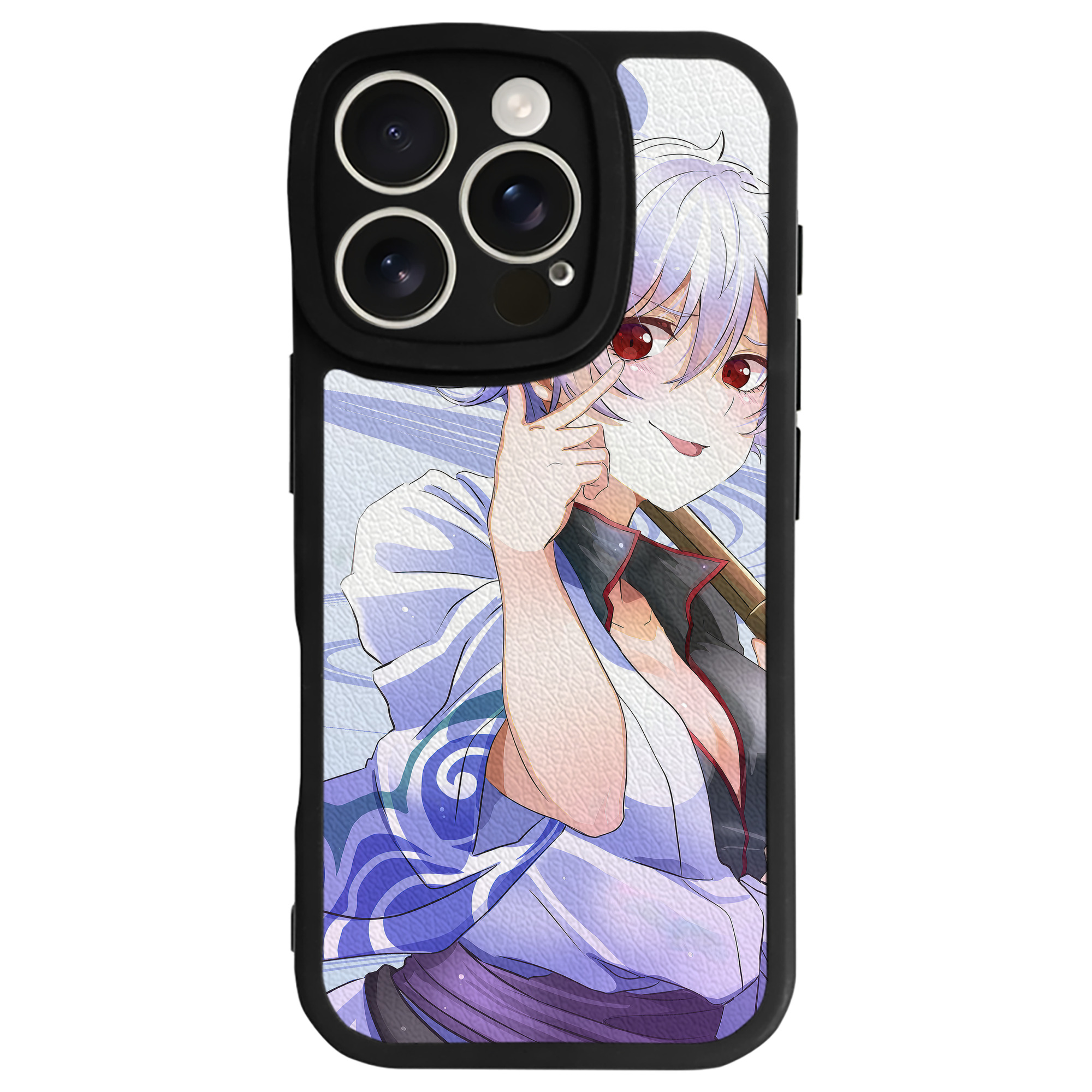 （画像用） ぎんたま 坂田銀時（さかたぎんとき） 神楽 志村新八（しむら しんぱち） GINTAMA Sakata Gintoki Kagura Shimura Shinpachi 【iPhone 16シリーズ対応】シリコンスマホケース（レザー調） 材質：シリコン